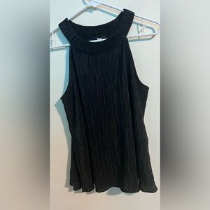 DKNY Black Sleeveless Pleated Top